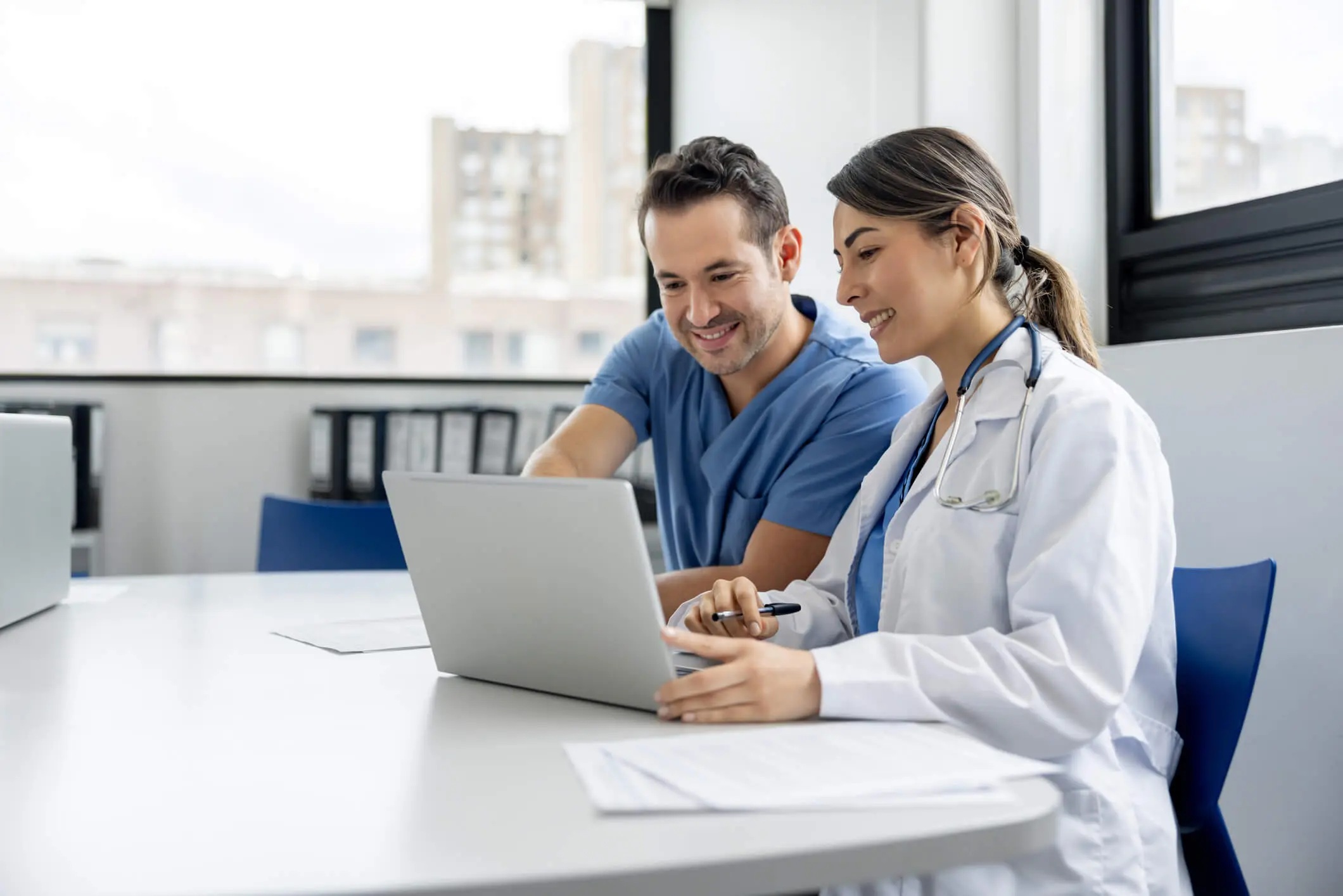 A healthcare interview and discussion.